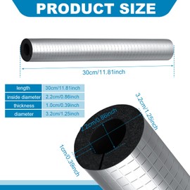 3/4 in Pipe Insulation Foam Tube Self-Adhesive Wrap with Aluminum Foil - Pre Slit Clamp for Copper Pipe, Outdoor Winter Freeze Protection for Spigot, Sprinkler, Irrigation & Water Heater Pipes