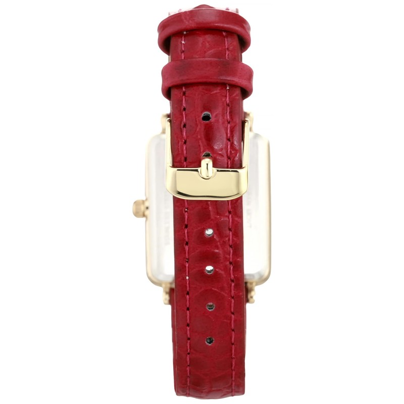 Anne Klein AK/3820 Women's Crocodile Embossed Glitter Accents Watch, Red/Gold,
