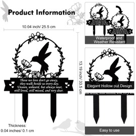Geelin Memorial Stakes Cemetery Decorations for Grave Hummingbird Grave Marker Memorial Plaques Bird Flower Gift for Loss of Mother Father Outdoors Yard Garden Decor(Love Don't Go)