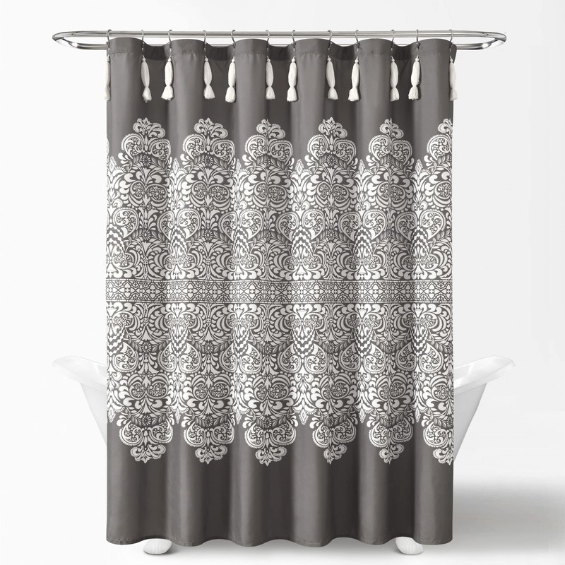 Lush Decor Boho Medallion Shower Curtain, 72" x 72", Dark