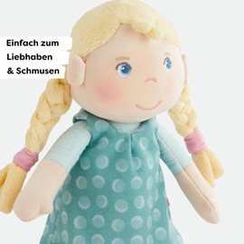 HABA Kuschelpuppe Linnéa – Weiche Stoffpuppe 25 cm, für Babys und Kleinkinder – Ohne Klett oder störende Nähte, ideal ab 6 Monaten – Perfekt für die Babyzeit – 2011848001