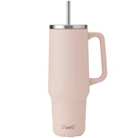 S'well Recycled Stainless Steel Tumbler XL with Straw and Handle, 40oz, Himalayan Salt, Triple Layered Vacuum Insulated Containers Keeps Drinks Cold for 50 hours and Hot for 10