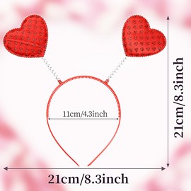1PCS Valentine's Day Headband Red Heart Headband Glitter Heart Shaped Hair Band Love Hair Hoop Sequin Head Bopper Hair Accessories for Women Girls Valentines New Year Party Wedding Birthday Gift