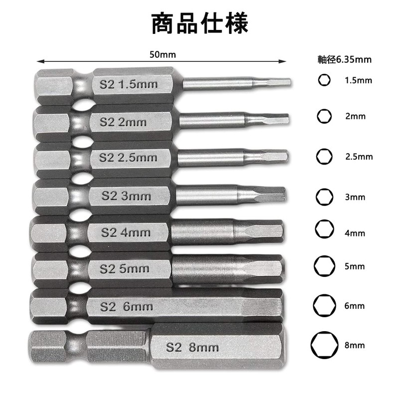 Hex Wrench Bit Precision Screwdriver Set, 0.25 inches (6.35 mm),