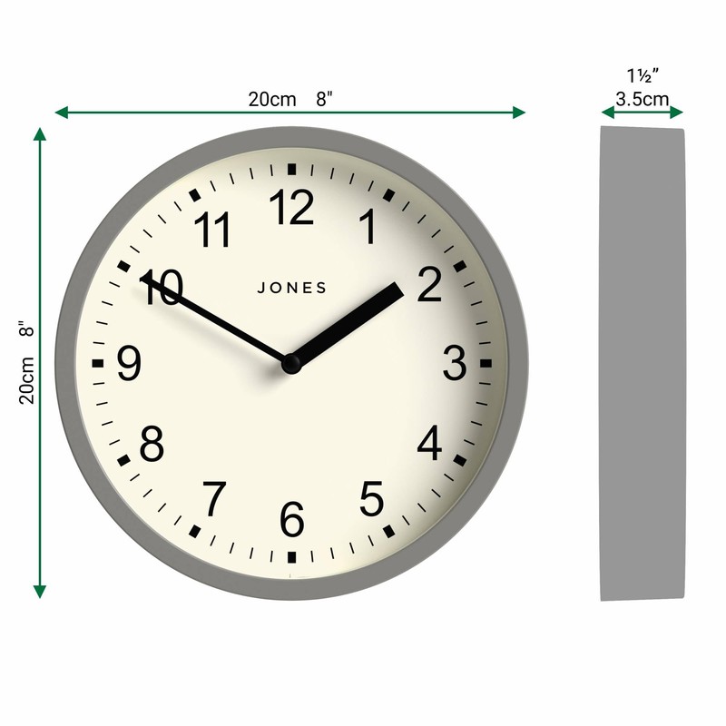 JONES CLOCKS® Spin wall Clock | Small Modern Round Clock