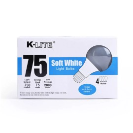 K Lite Soft White Standard Light Bulbs 75 Watts 4 Pack Fuse Control