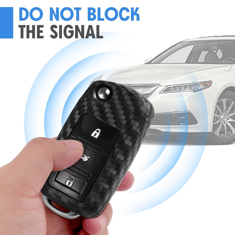 WORCAS Key Fob Case Carbon Fiber Pattern Silicone Cover Compatible