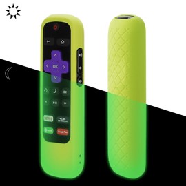 [Nightglow Green] Case for Roku Express Remote, Akwox Light Weight [Anti Slip] Shock Proof Silicone Cover for Roku Express/Roku Premiere RC68/RC69/RC108/RC112 Standard IR Remote [Lanyard Included]