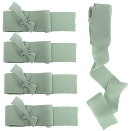 Zythrem 5 x Satin Ribbon, Gift Ribbon, 3.8 cm x 2.7 m, Silk Ribbon, Decoration Ribbon, Gift Bows for Christening, Birthday, Decoration, Gift Wrapping, Wedding, Gift Wrapping, Bridal Bouquet, Green