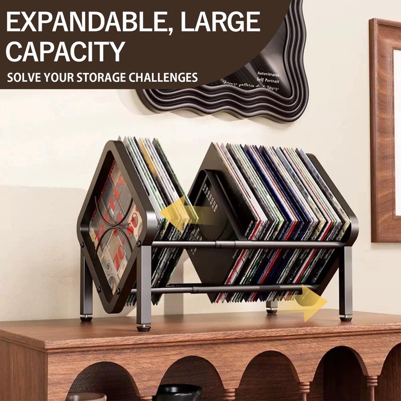 LILIWER Vinyl Record Storage Holder - Expandable 13-22.4" Width, Heavy-Duty
