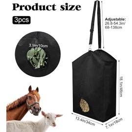 Wensdr 3 Packs Horses Sheep Hay Feeder Bags Nylon Hanging Goat Feeder Tote Bag Large Capacity Slow Feeder Hay Bag