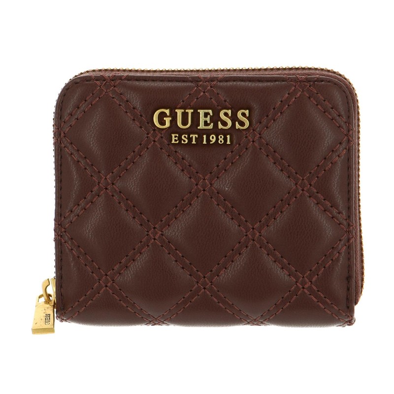 GUESS Giully SLG Small Zip Around Wallet Burgundy, burgundy, Modern