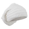 Stripe Patterned Deep Vintage Beanie - White OSFM
