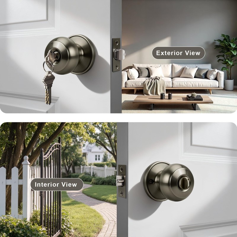 KNOBWELL 2 Pack Door Knob with Lock and Key (Keyed