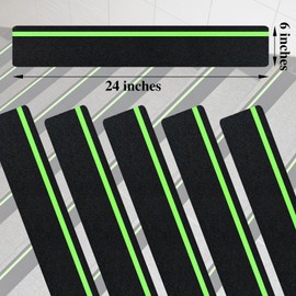 5 Pieces Anti Slip Tape with Glow in Dark Stripe Non Slip Tape with Luminous Stripe Anti Slip Grip Tape for Stairs Anti Slip Traction Tape, 6 by 24 Inches (Luminous)