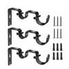 Black Curtain Rod Bracket, 3Pcs Double Curtain Rod Bracketsheavy Duty