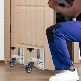 2 Pcs Door Installation Tool Kit, 1000 lbs Heavy Door Installation Tool with 360° Rotating Wheels, Hands Free Single-Person Door Lifter Tool Jig Kit for Doors 1.75 to 2.25 Inches Thick