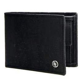 Locklair Sleek Wallet Made of Vegan Cork Leather, Men's Wallet with RFID Protection, Men's Cork Wallet, Vegan and Sustainable, black, Minimal