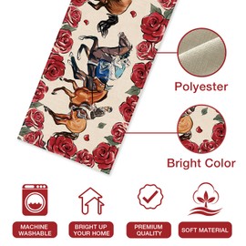 Seliem Kentucky Horse Racing Table Runner, Derby Run for The Roses Flower Floral Jockey Kitchen Dining Table Decor, Churchill Downs Home Decoration Indoor Outdoor Party Supply 13 x 72 Inch
