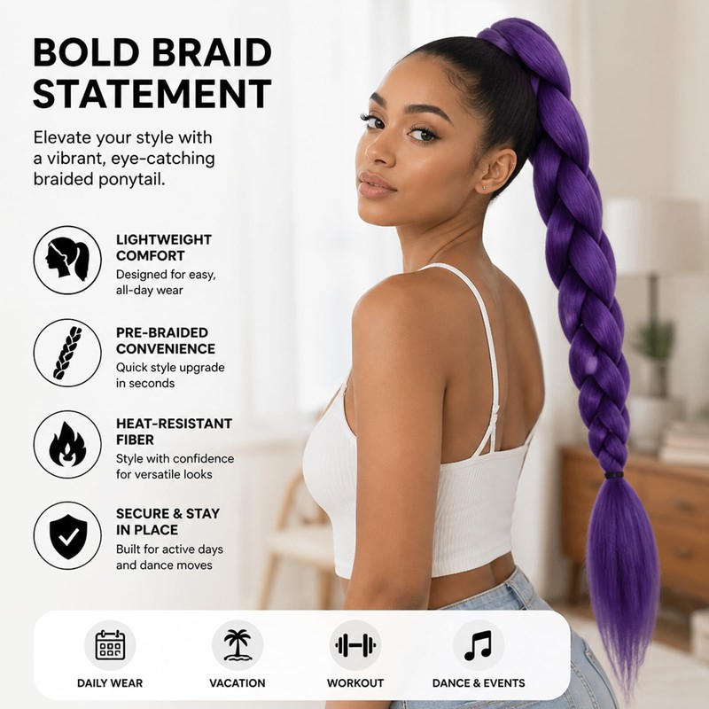 Purple Hair Extension Set - Purple Ponytail Extension - Mesh