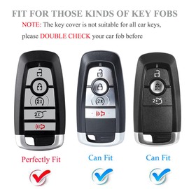 YALNORVA for Ford Key Fob Cover, TPU Key Fob Case Cover Fits for Ford Expedition Explorer Escape Fusion Edge Bronco Mustang F150 F250 Lincoln Aviator Car Accessories Smart Key Holder, Black