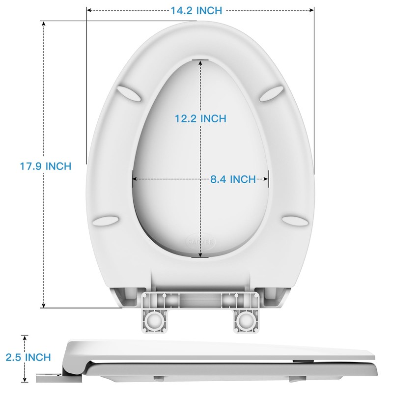 19 in Toilet Seat with Cover Soft Close, Toilet Lid