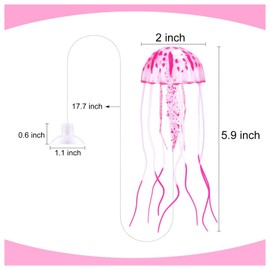 WishLotus 2 PCS Jellyfish Fish Tank Decorations, Simulation Jellyfish Plant Ornament, Fish Tank Jellyfish Glow Decorations, Fishtank Decorations for Various Aquarium (S, Pink)