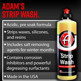 Adam's Polishes Strip Car Wash Soap (Gallon) - Sealant & Car Wax Remover Shampoo Salt Remover, Presoak, & Acidic Wash | Thick Suds For Use In Car Cleaning Kit, Foam Cannon, Foam Gun