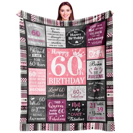 Ivivis 60th Birthday Gifts for Women Blanket 60”X50”, 60th Birthday Decorations Women, 60th Birthday Gift Ideas, Happy 60th Birthday Gifts for 60 Year Old Woman, 1964 Birthday Gifts for Women Throw
