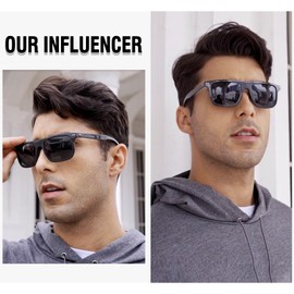 DUCO 8325 Men's Sunglasses, Polarized Sunglasses, Full Carbon Fiber Design, For Driving, Fishing, Sunglasses, UV Protection, Wellington, Stylish, gunmetal-grey