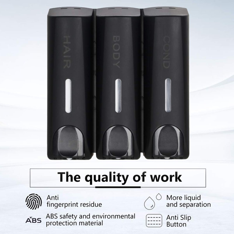 AUMIO Chamber Shower Soap Dispenser Trio Wall Mounted Shampoo and