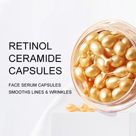 Retinol Serum for Face Anti-Aging Wrinkle with Vitamin C & Vitamin E - Anti-Aging Night Serum Capsules for Face with Ceramide Firming Skin, Moisturise, Travel Friendly 30 Capsules