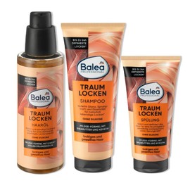Balea Pack of 3: 1 x Professional Shampoo Dream Curls, 250 ml, 1 x Professional Conditioner Dream Curls, 200 ml, 1 x Professional Hair Oil Dream Curls, 100 ml + Scalp Massage Brush