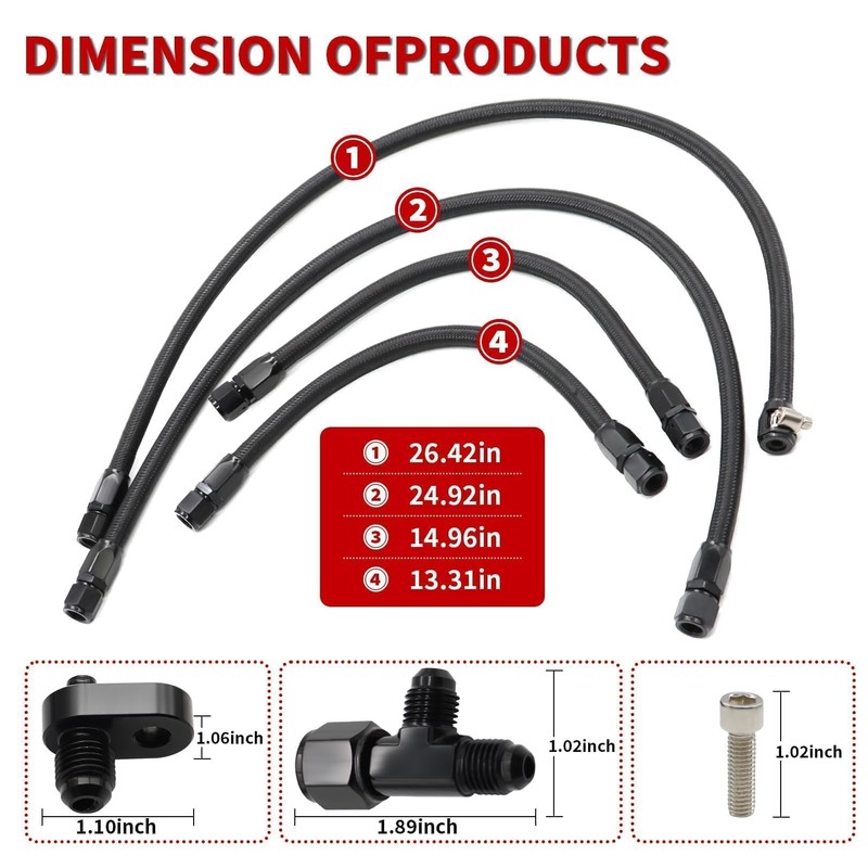 Nakkaa Steam Vent Hose Kit -4 AN Complete Coolant Crossover