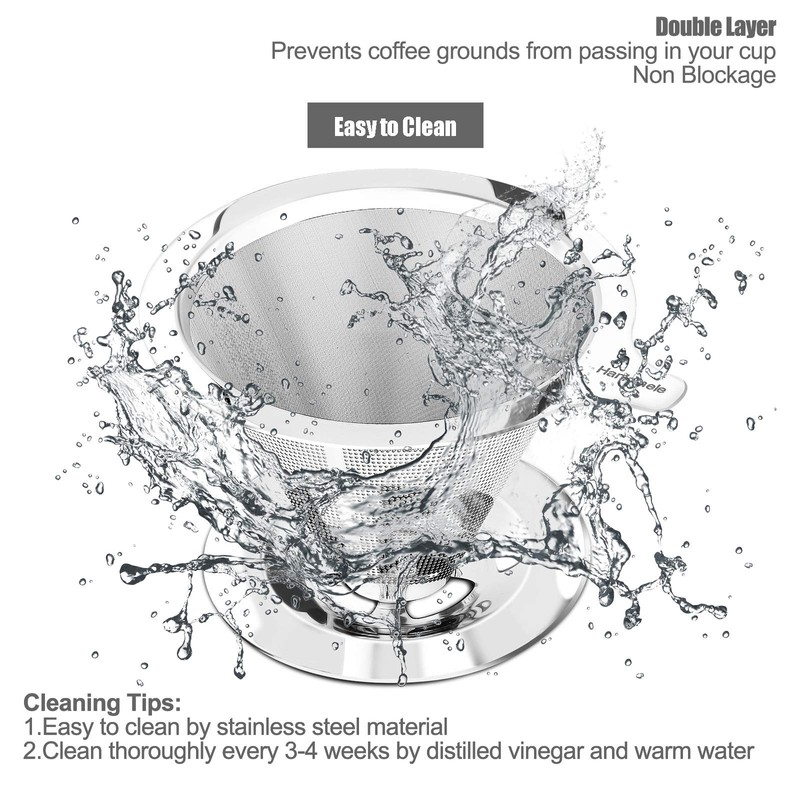 Hanlomele Pour Over Coffee Dripper, Paperless Reusable Coffee Filter, Pour