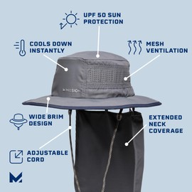 MISSION Cooling Day Venture Hat, Iron Gate - Convertible Bucket Hat with Removable Nape - Lightweight & Durable - Cools Up to 2 Hours - UPF 50 Sun Protection - Machine Washable