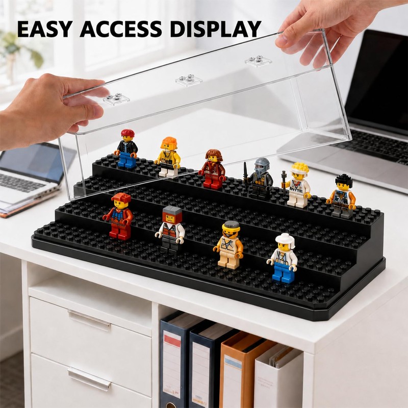 DVKKHD 4 Tier Minifigure Display Case, Clear Acrylic Storage Box,