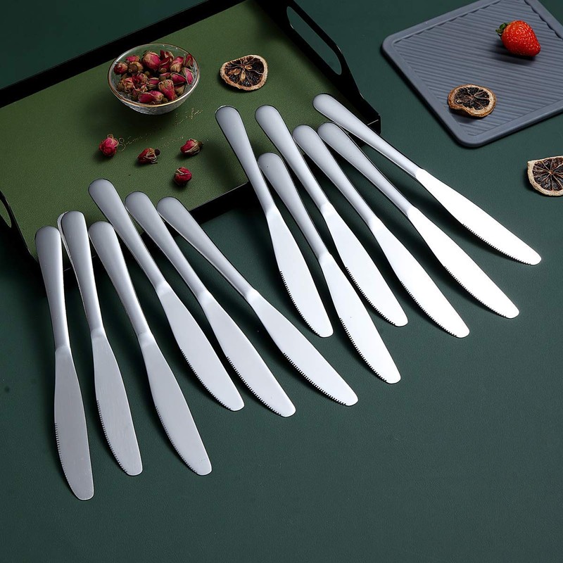 Berglander Dinner Knives Set Of 12, Stainless Steel Shiny Mirror