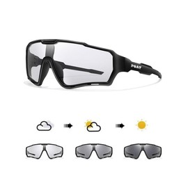 Unisex Sporty Sunglasses, Lightweight Color Changing Sunglasses for Travel & Daily Use, Fashionable Sunglasses for Outdoor Sports, Cycling - Color: Black, Size: one-size