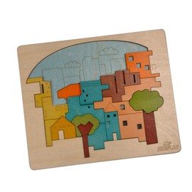 EKOPLAY’s Multi Layered Wooden Puzzles for Kids, 23 Piece Jigsaw Puzzle for School Kids, Learning Educational Toys Gifts for Boys Girls. Construction Puzzles Sets, City Construction.
