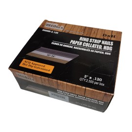 3" x .120 Ring Shank Framing Nails, Paper Strip Collated, Clipped Head Hot Dip Galvanized (30-34 Degree) - 2500pcs Box (DHSNR-3.120)