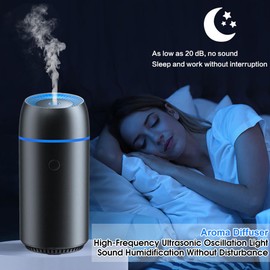 Portable Car Humidifier Can Add Essential Oils Small Diffuser with Night Light and Automatic Shut-Off Function for Car and Office Home Baby Room Ultrasonic Cold Mist Humidifier(Black)