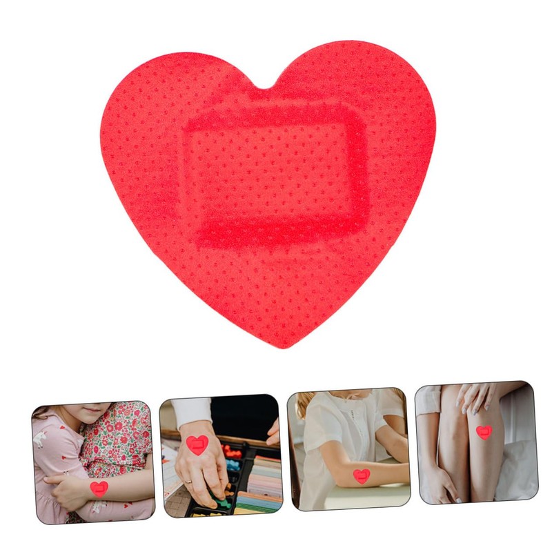 KICHOUSE 25pcs Heart Shape Dressing Waterproof for Outdoor Care Sensitive