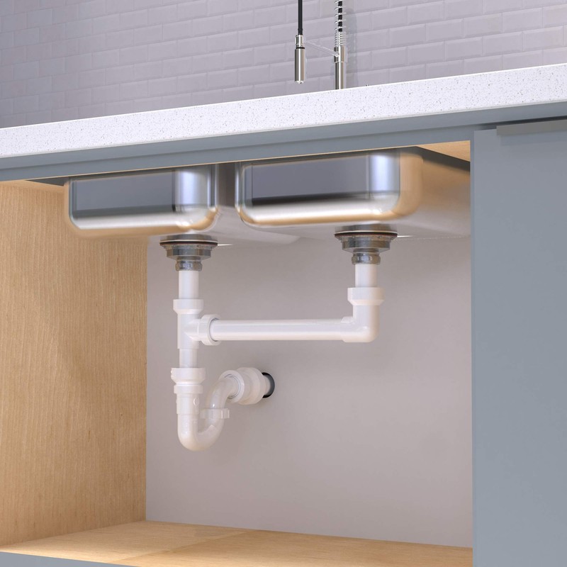 KEENEY 125-16QLK Push Fit Double Bowl Sink 16-in End Outlet