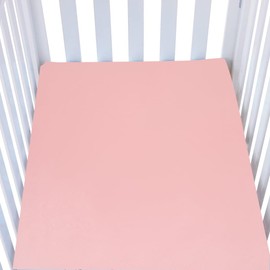 Knlpruhk Silk Pack and Play Sheet/Mini Crib Sheet 27" x 39" Surface (100% Pure Mulberry Silk) – 5" Deep Pocket (Satin) for Baby Hair 19 Momme 6A High Grade Fibers Ultra Soft Smooth Pink