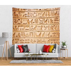 BELECO Egypt Hieroglyphs Tapestry Ancient Egypt Hieroglyphic Carvings Wall Mural Tapestry Backdrop Egyptian Art Photos History Culture Tapestries Wall Decor for Bedroom Living Room Dorm 60x40 Inches