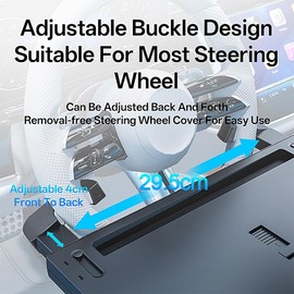 FANXIN 2 in 1 Large Steering Wheel Desk with Dual Slide-Out Trays, Steering Wheel Table Tray Fits for Most Cars, Adjustable Laptop Tray for Car