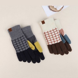 Lala 울 혼방 꽃무늬 기모 장갑(LALAGL003) Wool Blend Floral Fleece Gloves (LALAGL003)