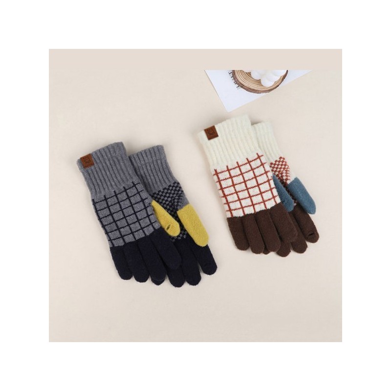 Lala 울 혼방 꽃무늬 기모 장갑(LALAGL003) Wool Blend Floral Fleece