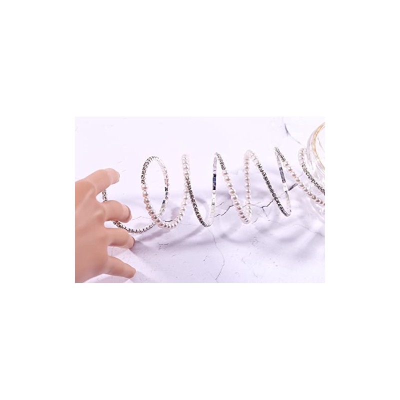 Fuqimanman2020 Multi Row Imitition Pearl Stretch Bracelet Stackable Crystal Strand